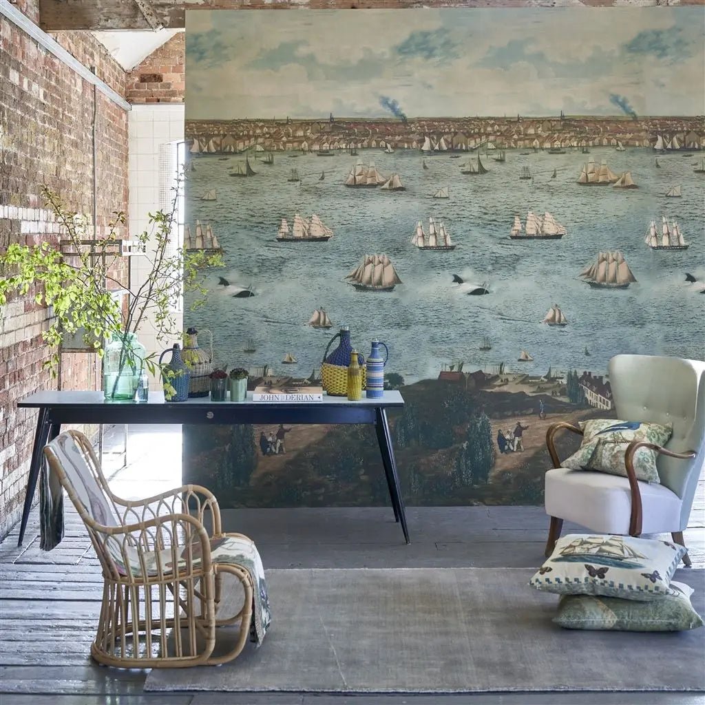 Seaport Wallpaper - Ocean - John Derian - PJD6009/01 - Premier Wallcovering