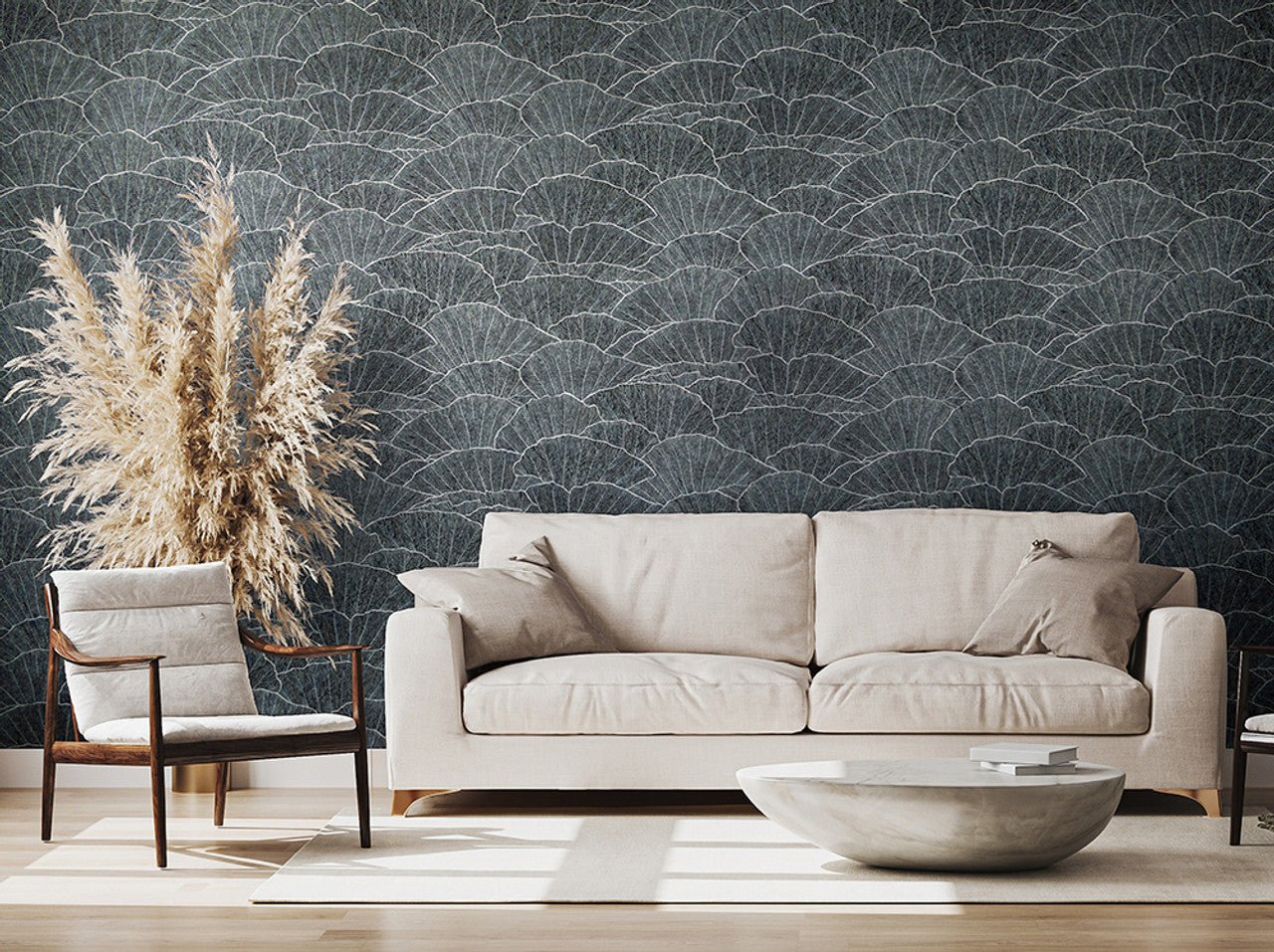 Seashell Feel Wallpaper - Blue/Silver - Hohenberger - 65005 - Premier Wallcovering