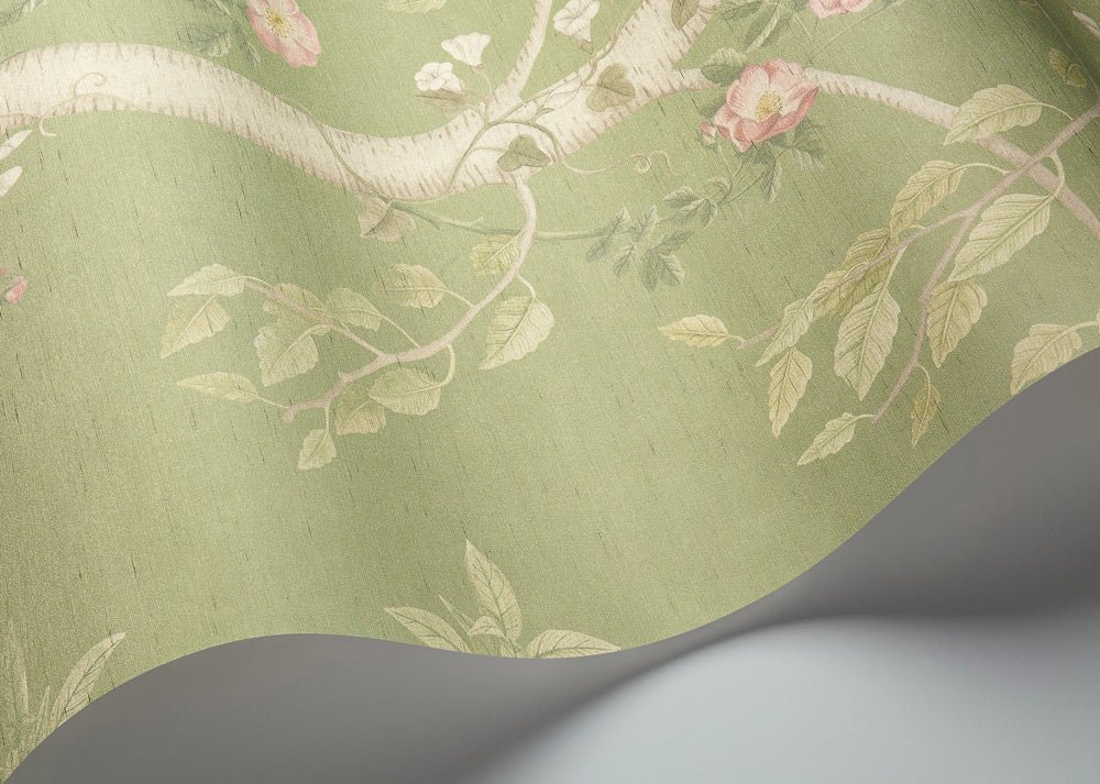Seasonal Woods Silk Wallpaper - Jade Silk - 120/6021S - Cole & Son - Premier Wallcovering