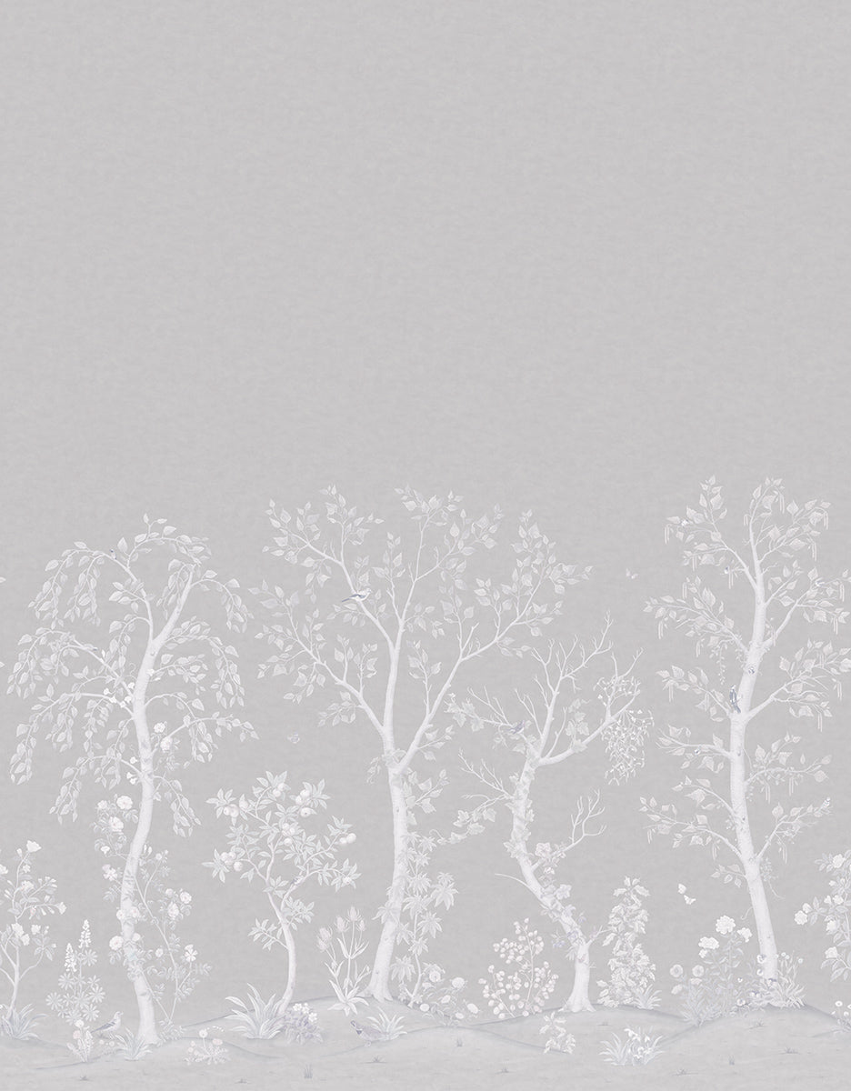 Seasonal Woods Silk Wallpaper - Platinum Silk - 120/6023S - Cole & Son - Premier Wallcovering