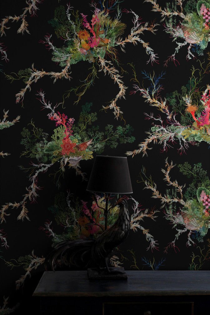 Seaweed And Shell Wallpaper - Black - Timorous Beasties - SSC/SWS/STCB/01 - Premier Wallcovering