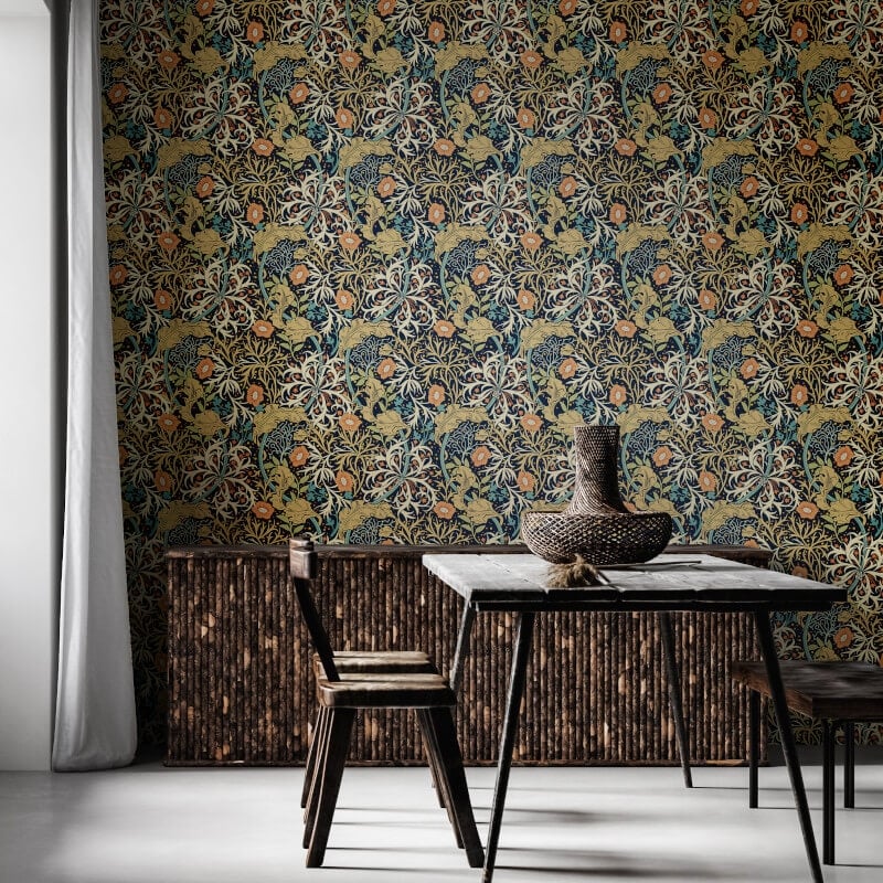 Seaweed Garden Wallpaper - Navy Blue - Hoopla Walls - HWA1111W - Premier Wallcovering