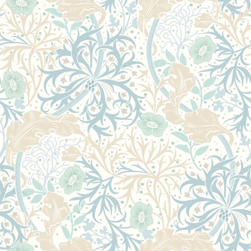 Seaweed Garden Wallpaper - Soft Blue - Hoopla Walls - HWA1101W - Premier Wallcovering
