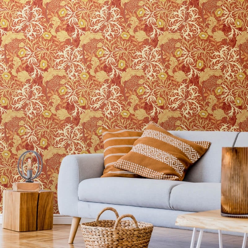Seaweed Garden Wallpaper - Amber - Hoopla Walls - HWA1110W - Premier Wallcovering