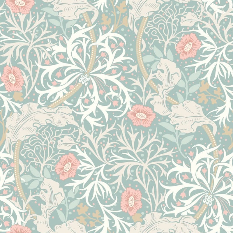 Seaweed Garden Wallpaper - Seafoam - Hoopla Walls - HWA1102W - Premier Wallcovering