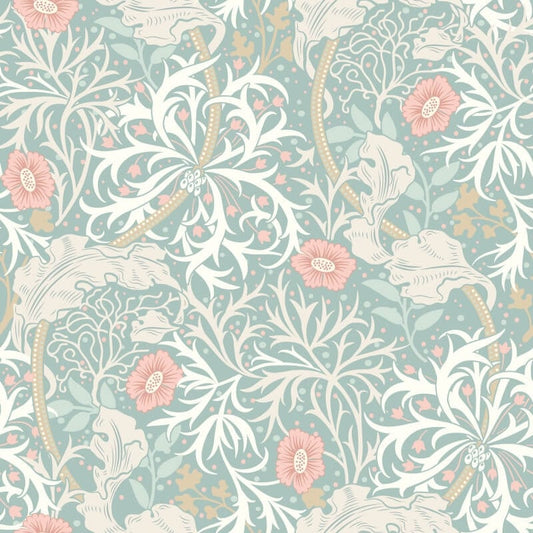 Seaweed Garden Wallpaper - Seafoam - Hoopla Walls - HWA1102W - Premier Wallcovering