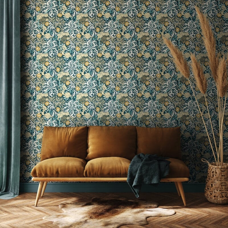 Seaweed Garden Wallpaper - Petrol Blue - Hoopla Walls - HWA1112W - Premier Wallcovering