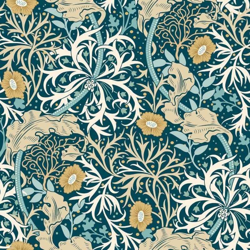 Seaweed Garden Wallpaper - Petrol Blue - Hoopla Walls - HWA1112W - Premier Wallcovering