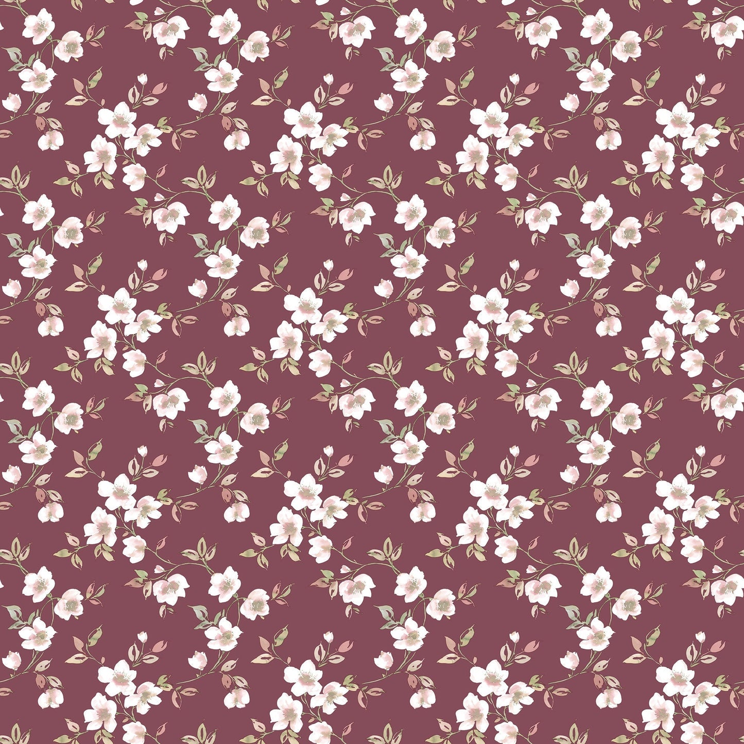 Secret Garden Anemone Mini Wallpaper - Cranberry / Pink / Green - Galerie - G78482 - Premier Wallcovering