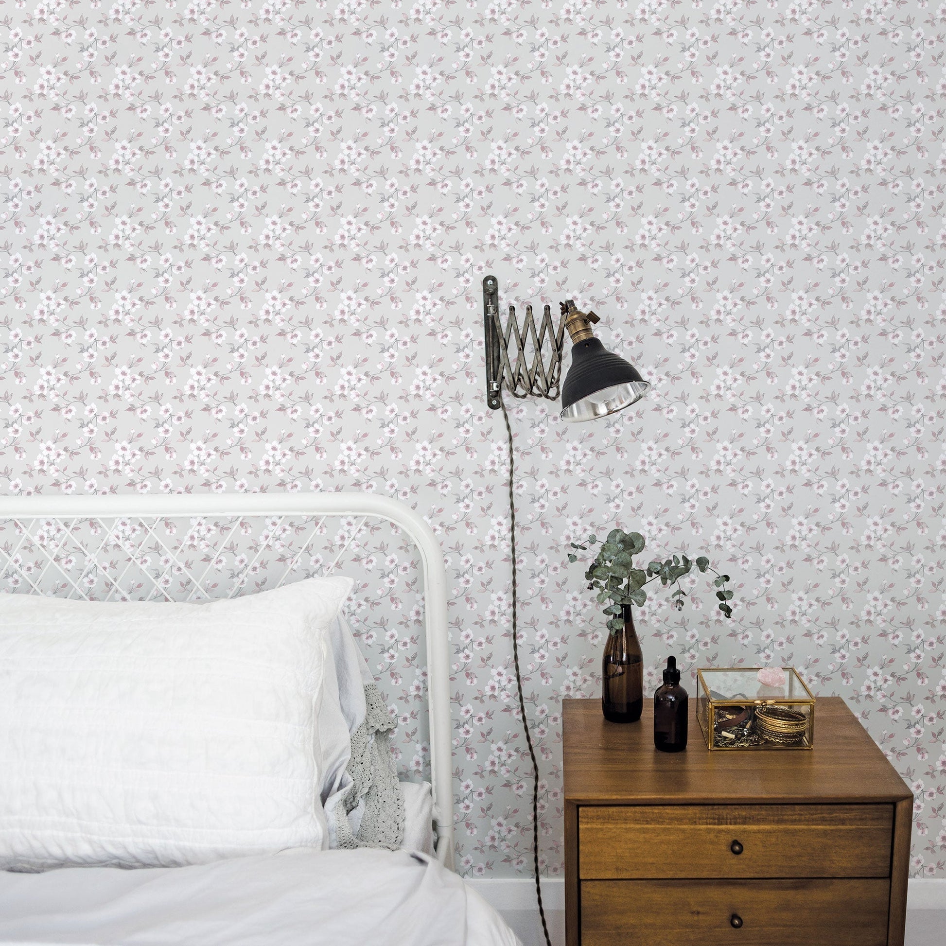 Secret Garden Anemone Mini Wallpaper - Grey / Pink / Grey - Galerie - G78485 - Premier Wallcovering