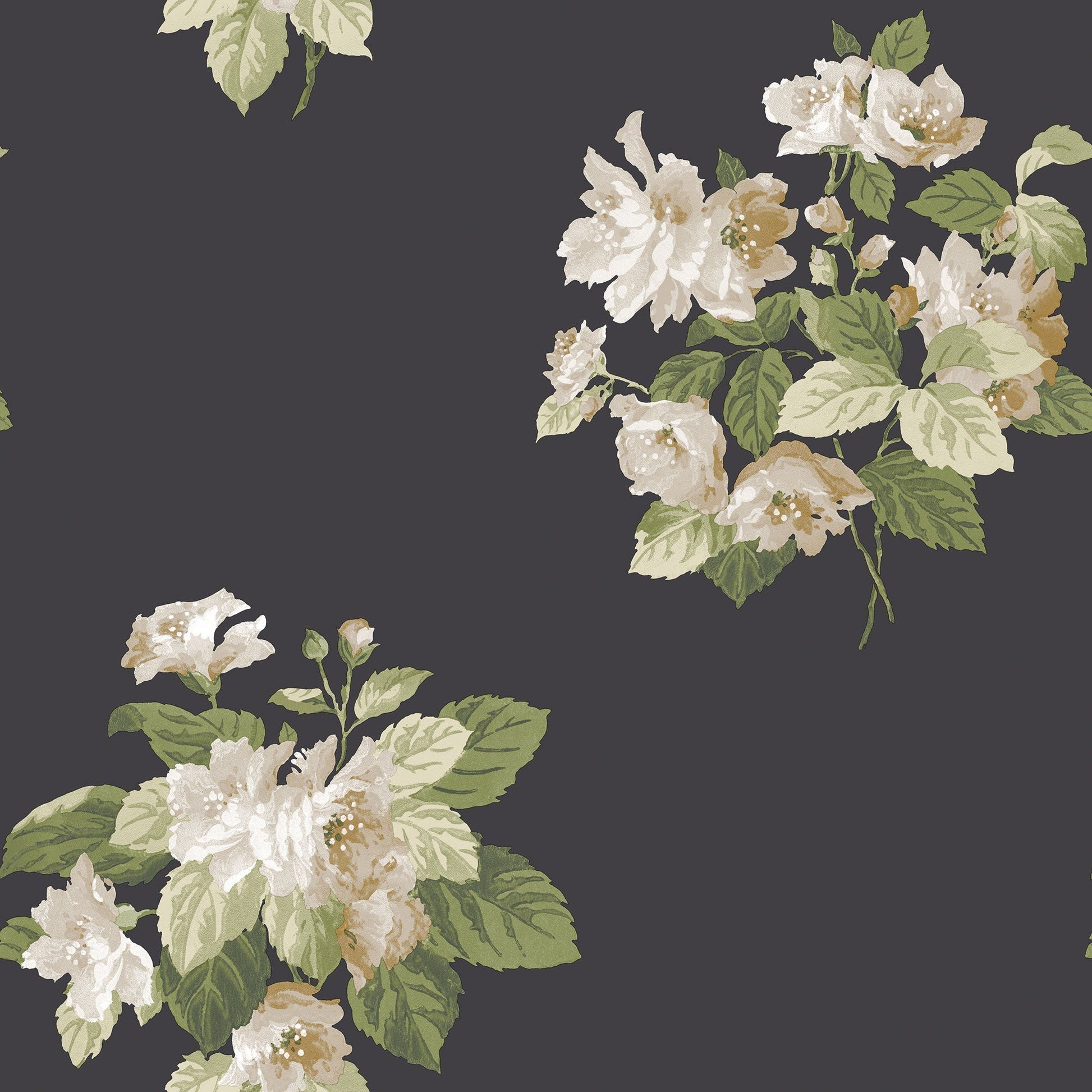 Secret Garden Classic Bouquet Wallpaper - Black / Green / Taupe - Galerie - G78495 - Premier Wallcovering