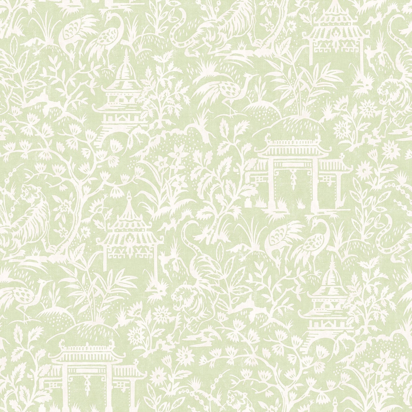 Secret Garden Garden Toile Wallpaper - Green - Galerie - G78509 - Premier Wallcovering