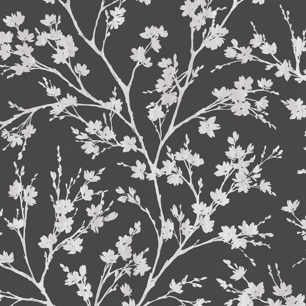 Secret Garden Wispy Branches Wallpaper - Black / Grey - Galerie - G78531 - Premier Wallcovering
