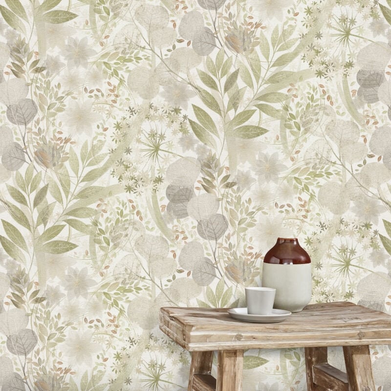Secret Grove Floral Wallpaper - Green - Erismann - 10506 - 35 - Premier Wallcovering