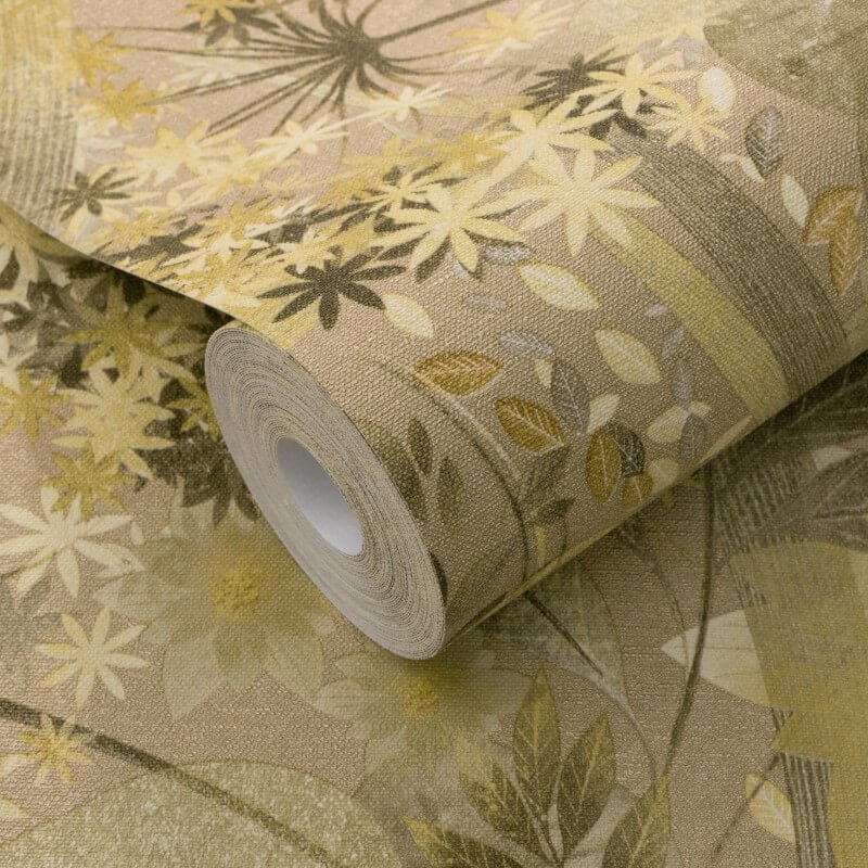 Secret Grove Floral Wallpaper - Deep Ochre - Erismann - 10506 - 20 - Premier Wallcovering