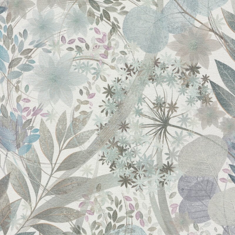 Secret Grove Floral Wallpaper - Blue/Silver - Erismann - 10506 - 24 - Premier Wallcovering