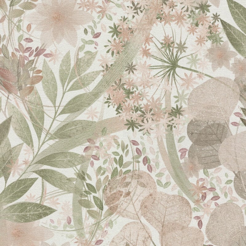 Secret Grove Floral Wallpaper - Pink/Green - Erismann - 10506 - 05 - Premier Wallcovering