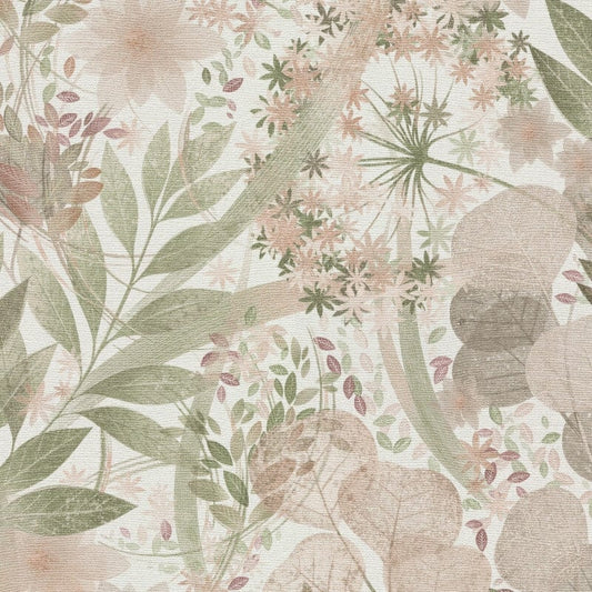 Secret Grove Floral Wallpaper - Pink/Green - Erismann - 10506 - 05 - Premier Wallcovering