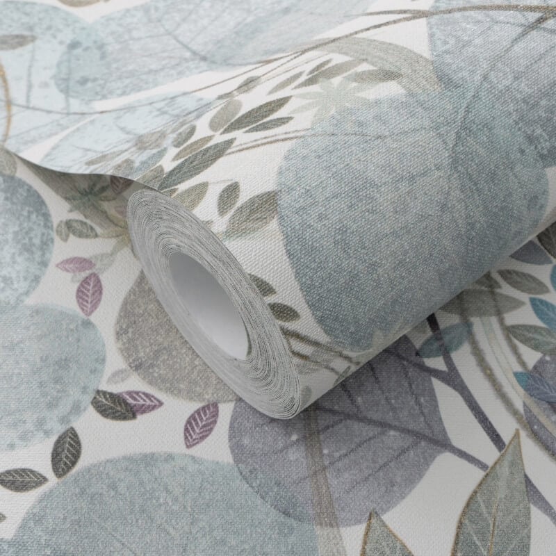 Secret Grove Floral Wallpaper - Blue/Silver - Erismann - 10506 - 24 - Premier Wallcovering