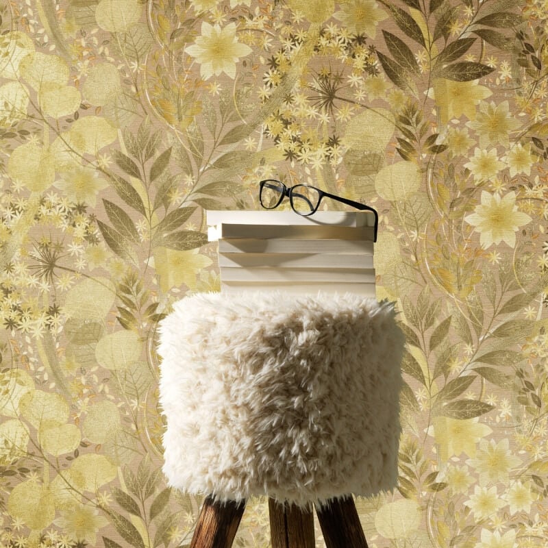 Secret Grove Floral Wallpaper - Deep Ochre - Erismann - 10506 - 20 - Premier Wallcovering