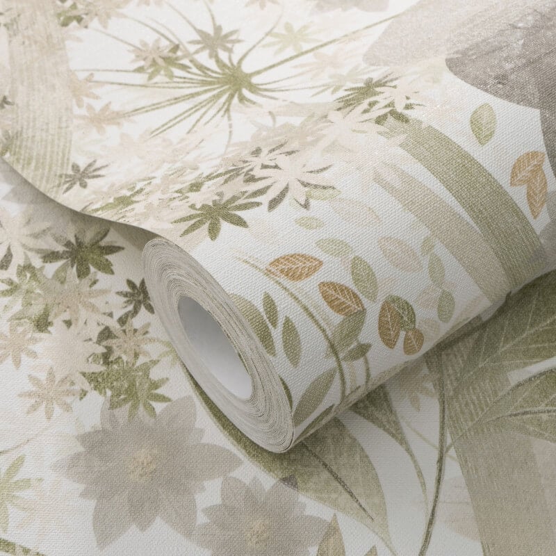 Secret Grove Floral Wallpaper - Green - Erismann - 10506 - 35 - Premier Wallcovering