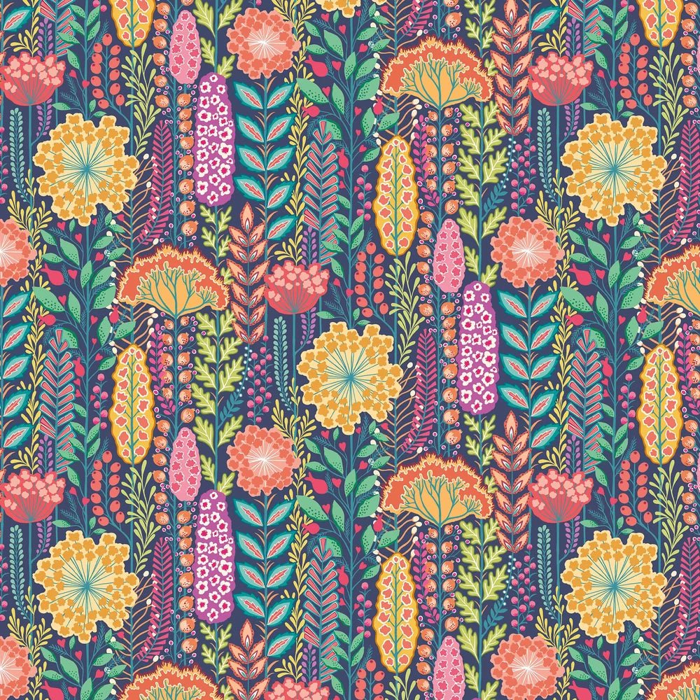 Seedheads Wallpaper - Prussian - Ohpopsi - IKA50131W - Premier Wallcovering