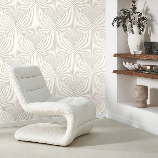 Semiramis Babylone Wallpaper - Blanc Coton - Casadeco - 89760211 - Premier Wallcovering