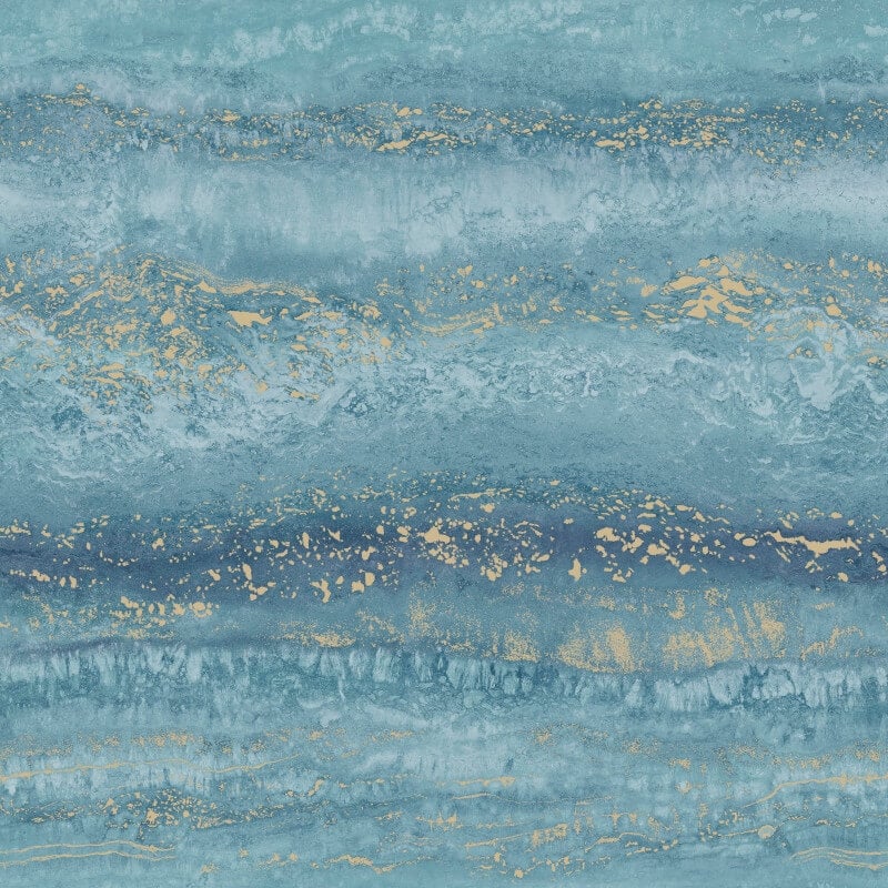 Semper Vertical Marble Metallic Wallpaper - Teal/Gold - Muriva - 189504 - Premier Wallcovering