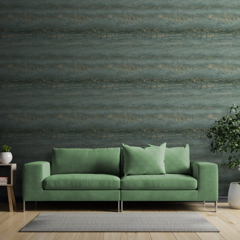 Semper Vertical Marble Metallic Wallpaper - Jade/Gold - Muriva - 189505 - Premier Wallcovering