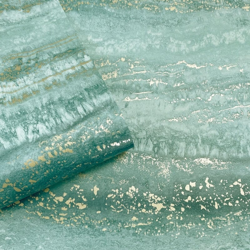 Semper Vertical Marble Metallic Wallpaper - Jade/Gold - Muriva - 189505 - Premier Wallcovering