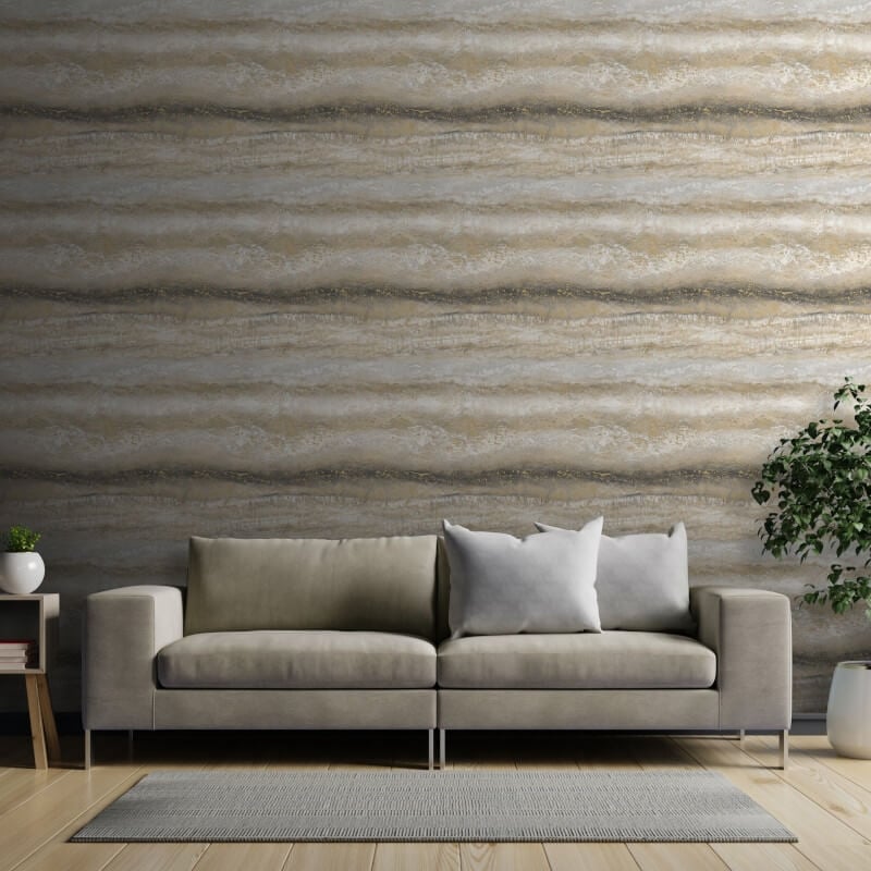 Semper Vertical Marble Metallic Wallpaper - Gold - Muriva - 189502 - Premier Wallcovering
