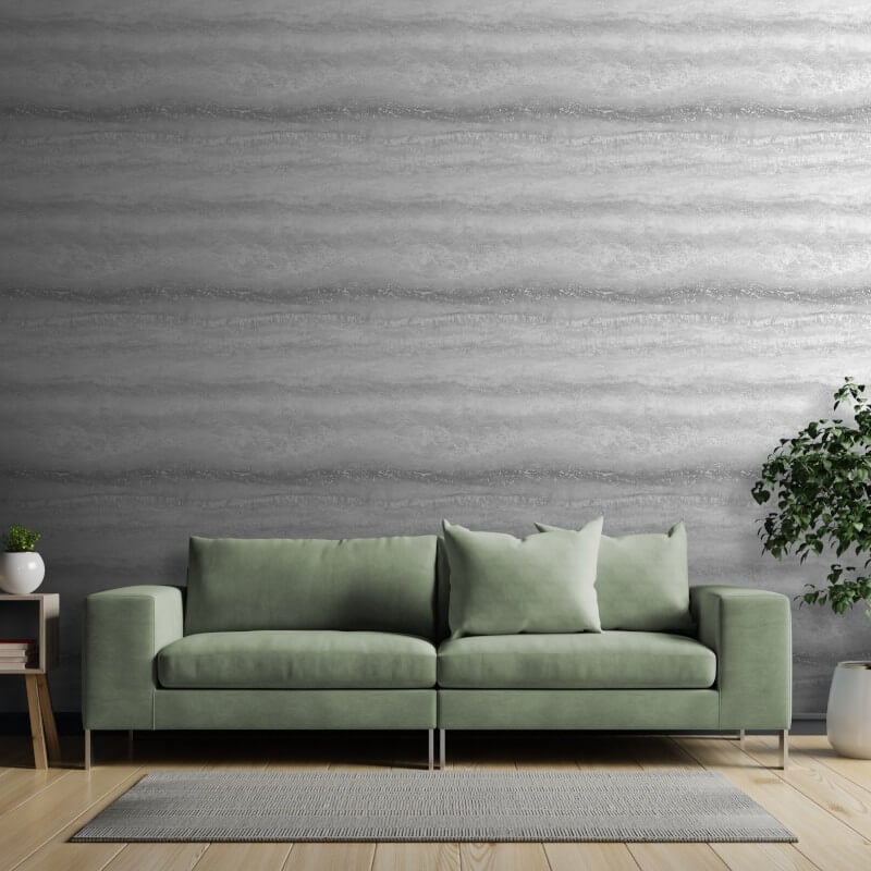 Semper Vertical Marble Metallic Wallpaper - Silver - Muriva - 189501 - Premier Wallcovering