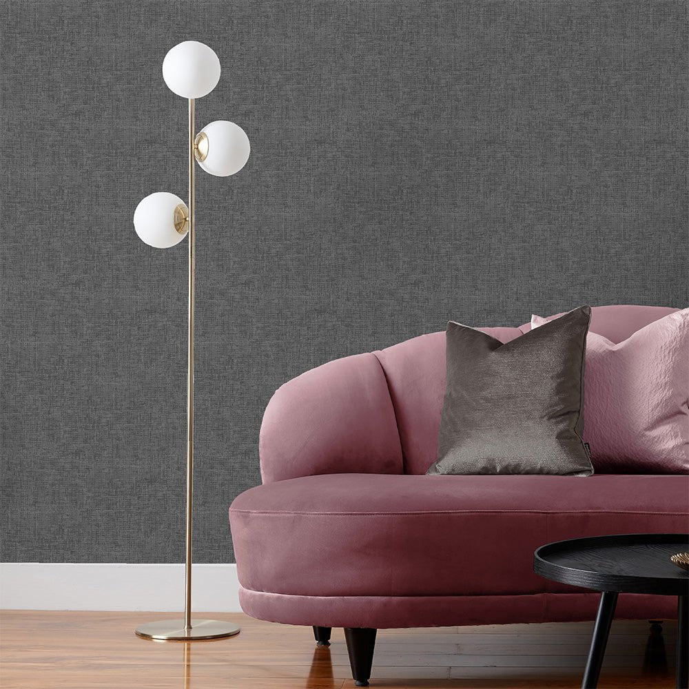 Serafina Vinyl Wallpaper - Charcoal - Furn - SERAFIN/WP1/CHA - Premier Wallcovering