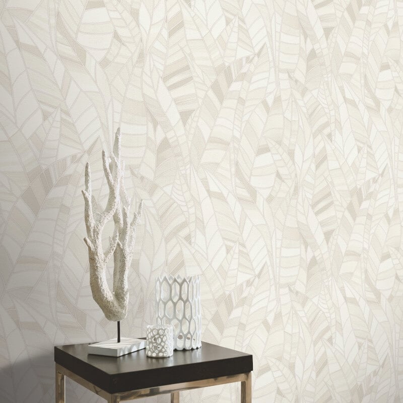 Serenade Leaf Metallic Wallpaper - Cream - Elle Decoration - 10446 - 14 - Premier Wallcovering