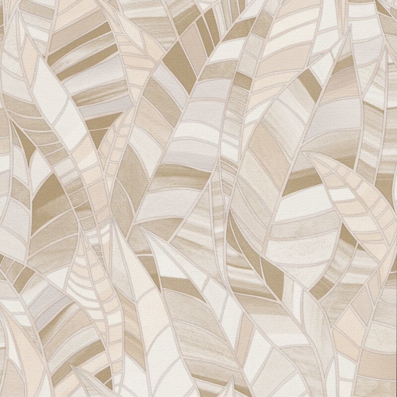 Serenade Leaf Metallic Wallpaper - Beige - Elle Decoration - 10446 - 02 - Premier Wallcovering