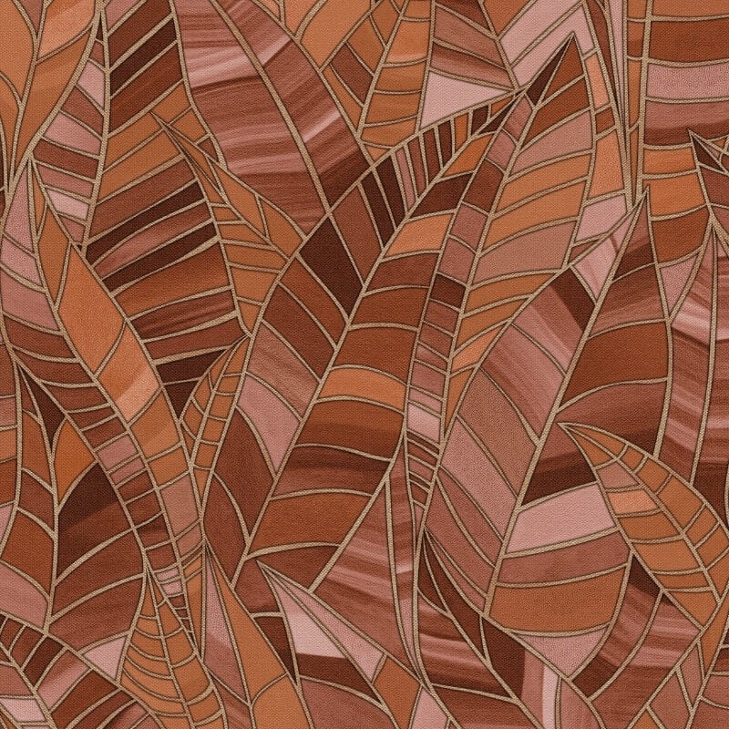 Serenade Leaf Metallic Wallpaper - Rust - Elle Decoration - 10446 - 13 - Premier Wallcovering