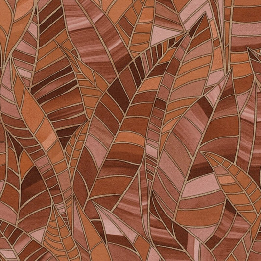 Serenade Leaf Metallic Wallpaper - Rust - Elle Decoration - 10446 - 13 - Premier Wallcovering