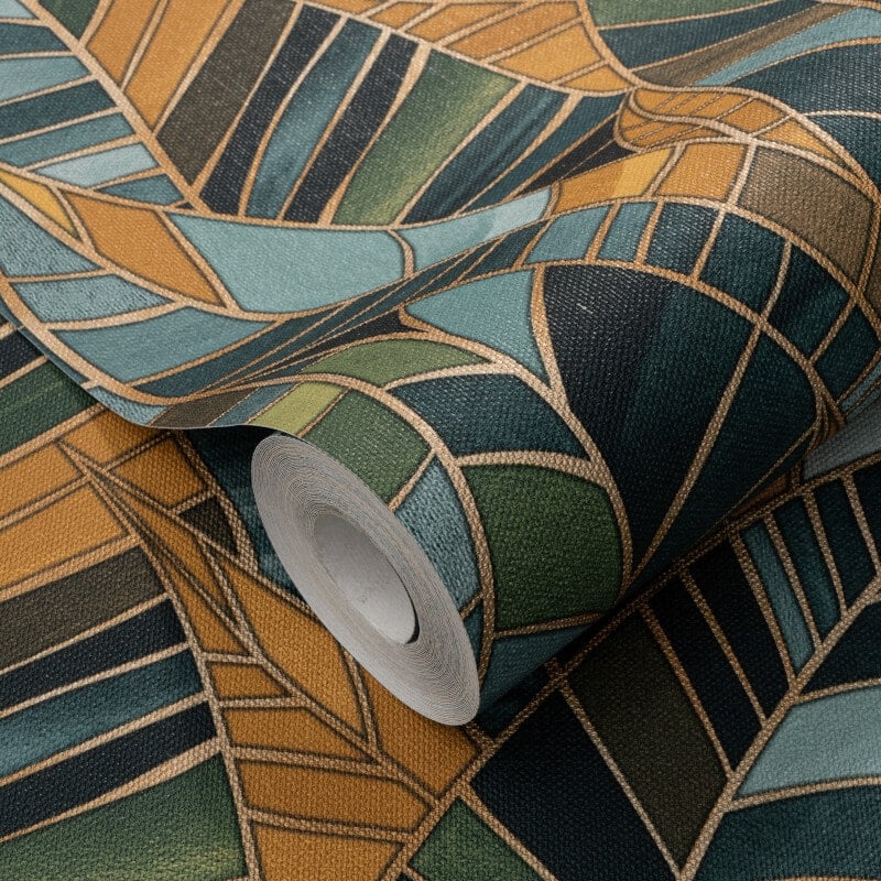 Serenade Leaf Metallic Wallpaper - Green - Elle Decoration - 10446 - 19 - Premier Wallcovering