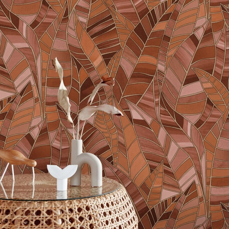 Serenade Leaf Metallic Wallpaper - Rust - Elle Decoration - 10446 - 13 - Premier Wallcovering