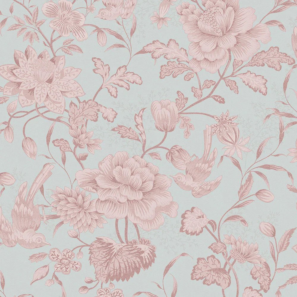 Serenity Wallpaper - Duck Egg and Sweet Pink - LAN100115 - Lucie Annabel - Premier Wallcovering