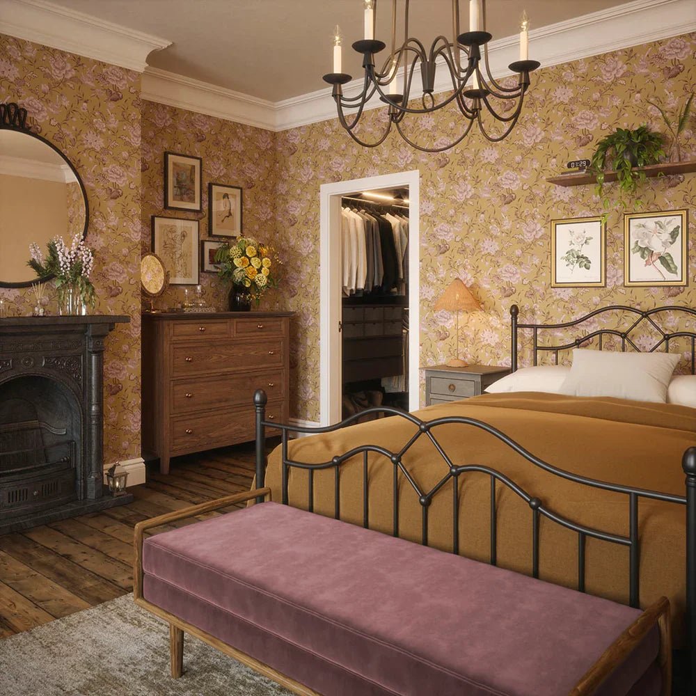 Serenity Wallpaper - Antique Gold and Fig - LAN100116 - Lucie Annabel - Premier Wallcovering