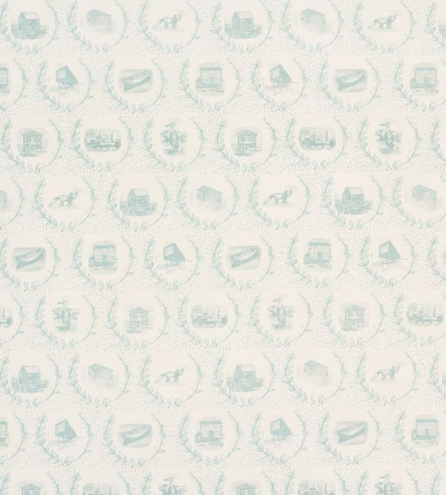 Set The Scene Fabric - Aqua - Christopher Farr Cloth - CFF225 - 15 - Premier Wallcovering