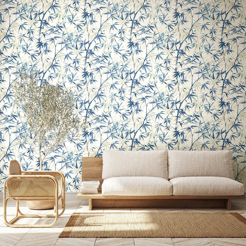 Shadow Bamboo Wallpaper - Sapphire - Ohpopsi - HAN50116W - Premier Wallcovering