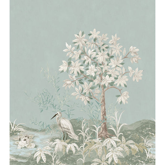 Shangri - La Mural Wallpaper - Aqua - Timothy Wilman - TW2498 - Premier Wallcovering
