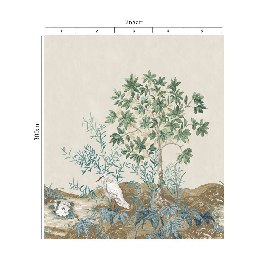 Shangri - La Mural Wallpaper - Cream - Timothy Wilman - TW2499 - Premier Wallcovering