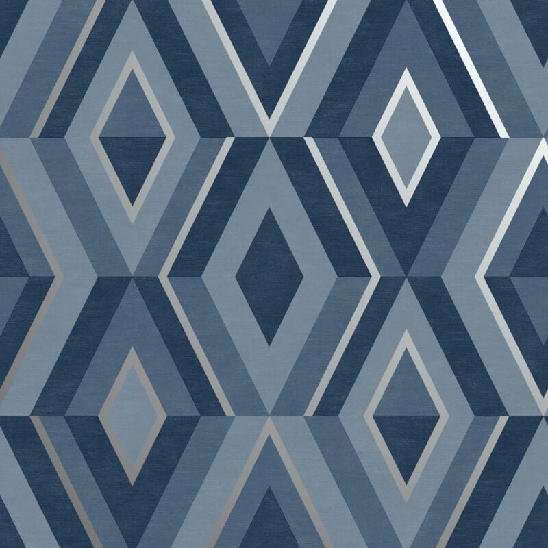 Shard Geometric Metallic Wallpaper - Blue/Silver - Fine Décor - FD42608 - Premier Wallcovering