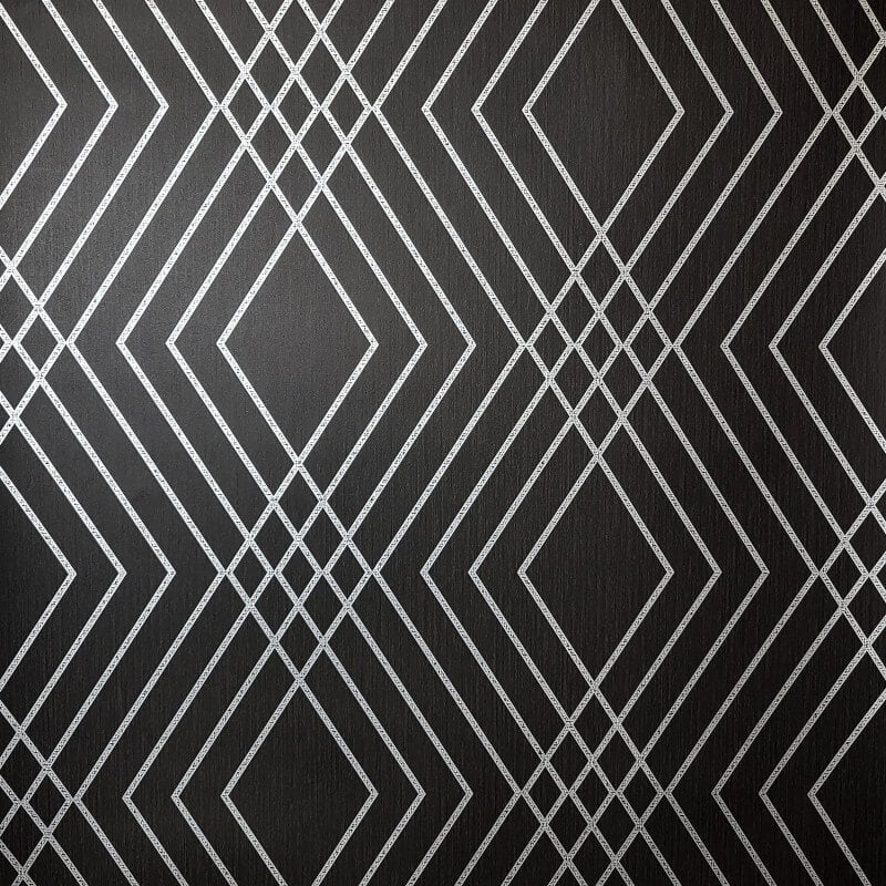 Shard Trellis Metallic Wallpaper - Charcoal/Silver - Fine Décor - FD43614 - Premier Wallcovering