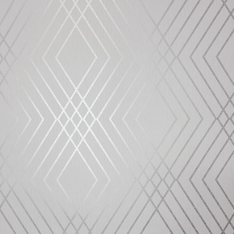 Shard Trellis Metallic Wallpaper - Stone/Silver - Fine Décor - FD42603 - Premier Wallcovering