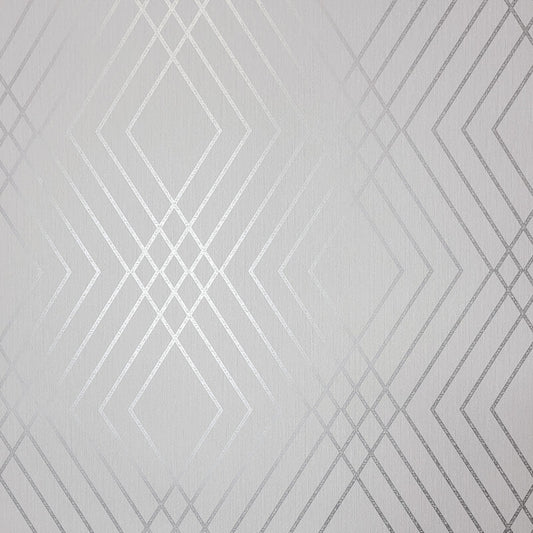 Shard Trellis Metallic Wallpaper - Stone/Silver - Fine Décor - FD42603 - Premier Wallcovering