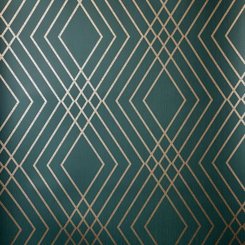 Shard Trellis Metallic Wallpaper - Emerald/Gold - Fine Décor - FD43613 - Premier Wallcovering